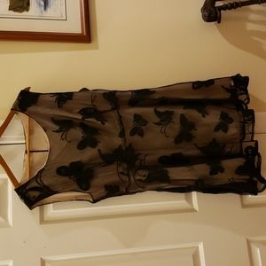Sleevless Black Lacey Butterfly Dress Size 14